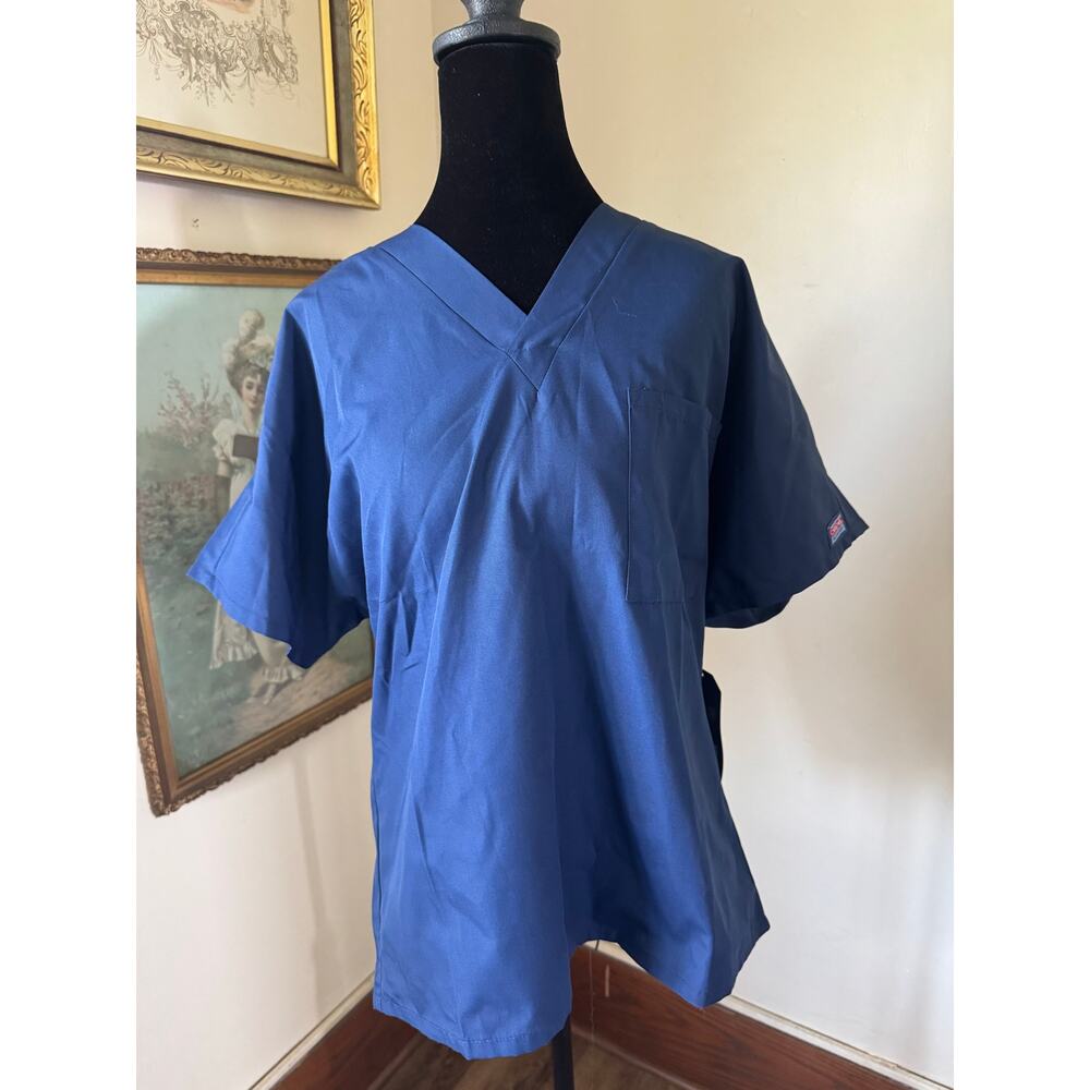 NWT Cherokee Workwear Scrub Top Navy Blue Unisex V Neck Size S